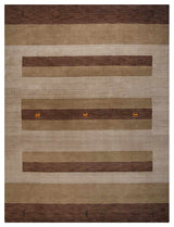 HAND KNOTTED LOOM WOOL ECO-FRIENDLY AREA RUGS  - Brown Light Beige,Contemporary