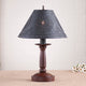 Handcrafted Wood Butchers Table Lamp With Punched Tin Shade, Red