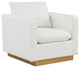 LeisureMod NS32W-L Nervo White Leather Accent Armchair With Gold Frame