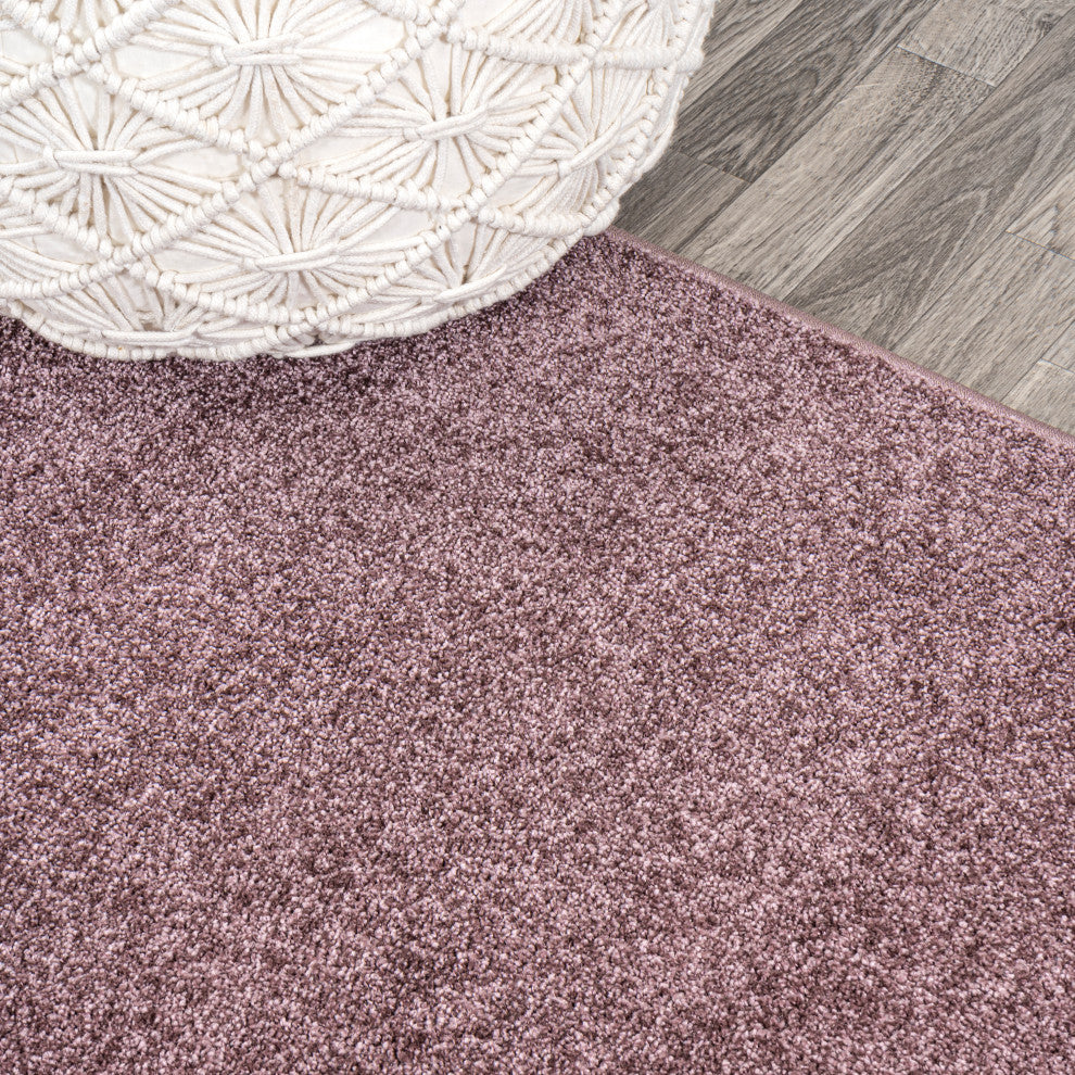 Haze Solid Low-Pile Light Purple 8' Round Area Rug