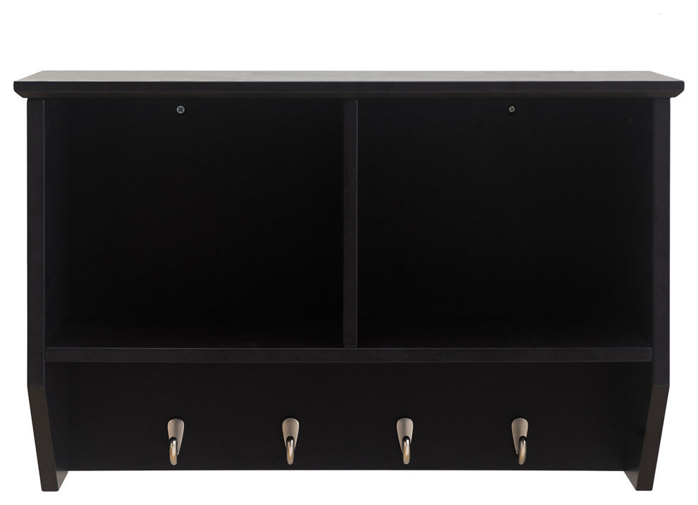 Sunjoy Black Hanging Storage Wall Shelf With Hooks