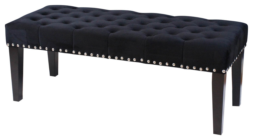 Markelo Velvet Bench, Black