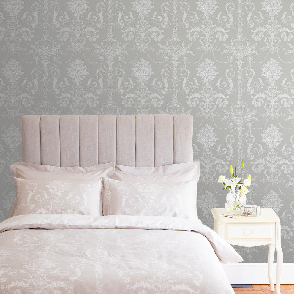 Laura Ashley Josette Wallpaper, Steel