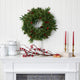 24" Mixed Pine Faux Christmas Wreath With 50 LED Lights, Berries and Pine Cones