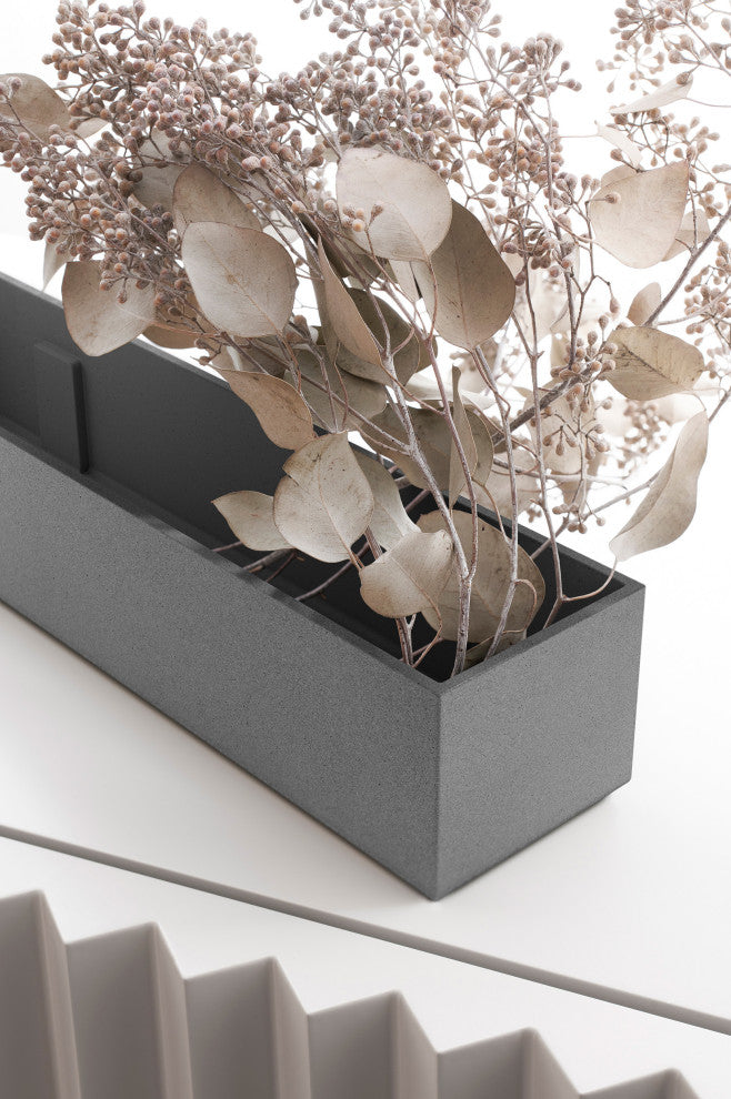 GEO Series Plastic Planter, Grey, Short, 2 Pack
