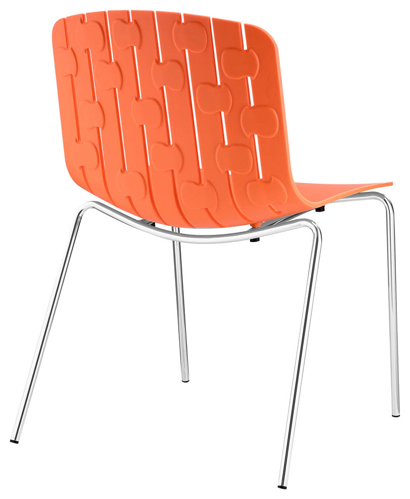 Modern Contemporary Dining Side Chair, Orange Plastic