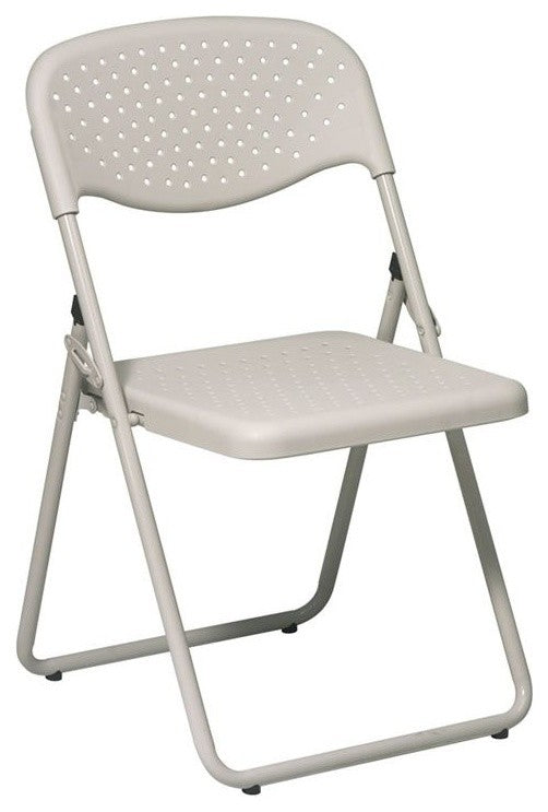 Folding Chair With Plastic Seat and Back, Set of 4, Beige