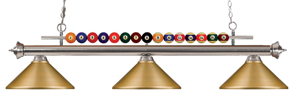 Shark Collection 3 Light Billiard Light in Brushed Nickel Finish