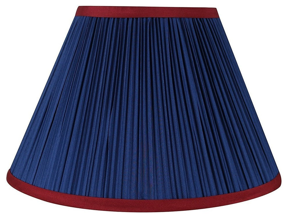 Mushroom Pleated Lamp Shade, 6x12x8", Navy Blue With Burgundy Trim