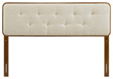 Collins Tufted King Fabric and Wood Headboard Walnut Beige