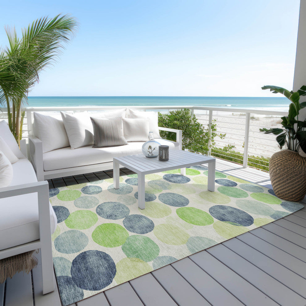 Machine Washable Indoor/Outdoor Chantille ACN1898 Navy 9' x 12' Rug
