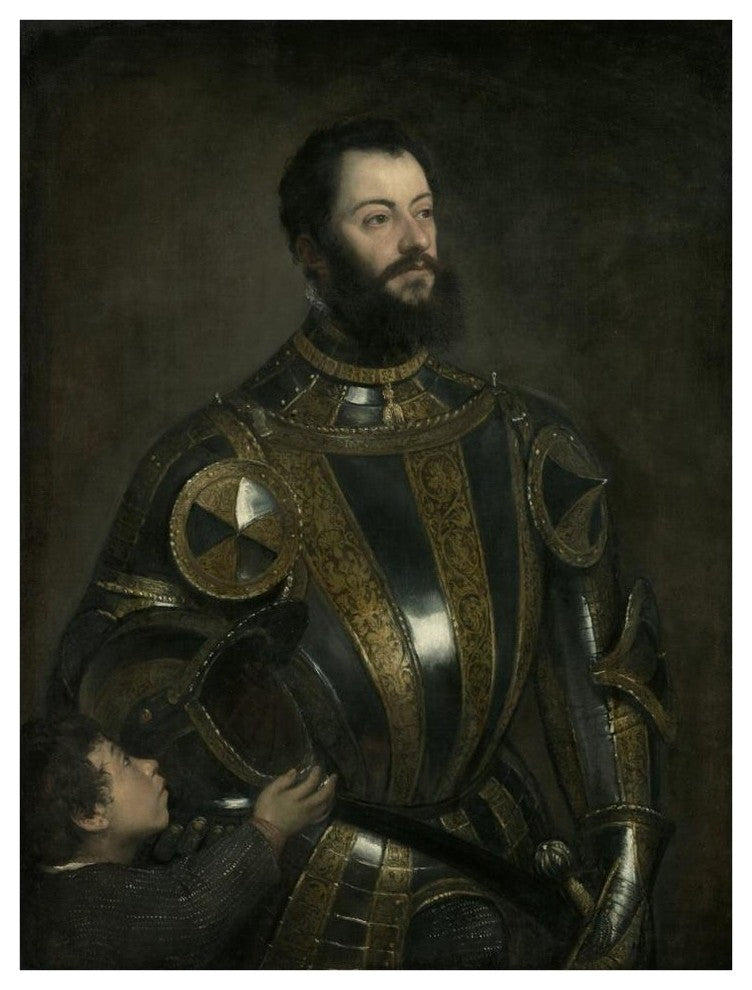 "Portrait of Alfonso d'Avalos, Marchese del Vasto, in Armor" Paper Art, 32"x42"