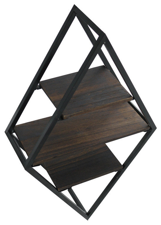 3 Tier Diamond Matte Black Metal Display Shelf