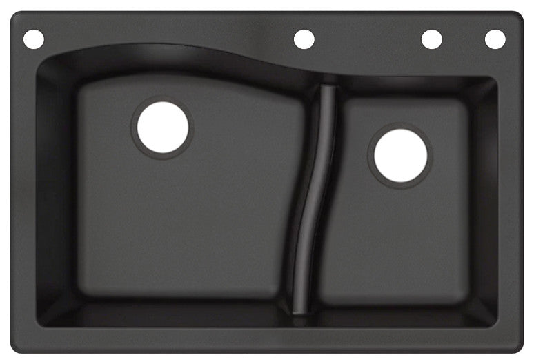 Aversa SilQ Granite 33-in. Drop-in Kitchen Sink with 4 Faucet Holes in Black