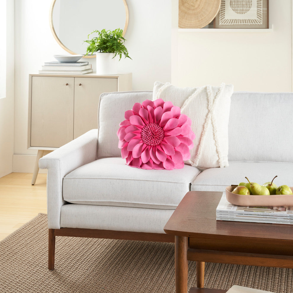 Mina Victory L0374 Throw Pillow, Pink, 14" x 14" Round