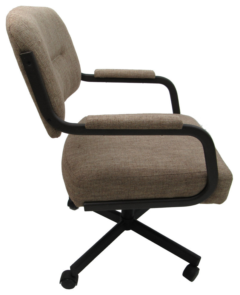 Set of 4, Swivel Metal Caster Dining Chairs M-110, Basin Beige on Brown