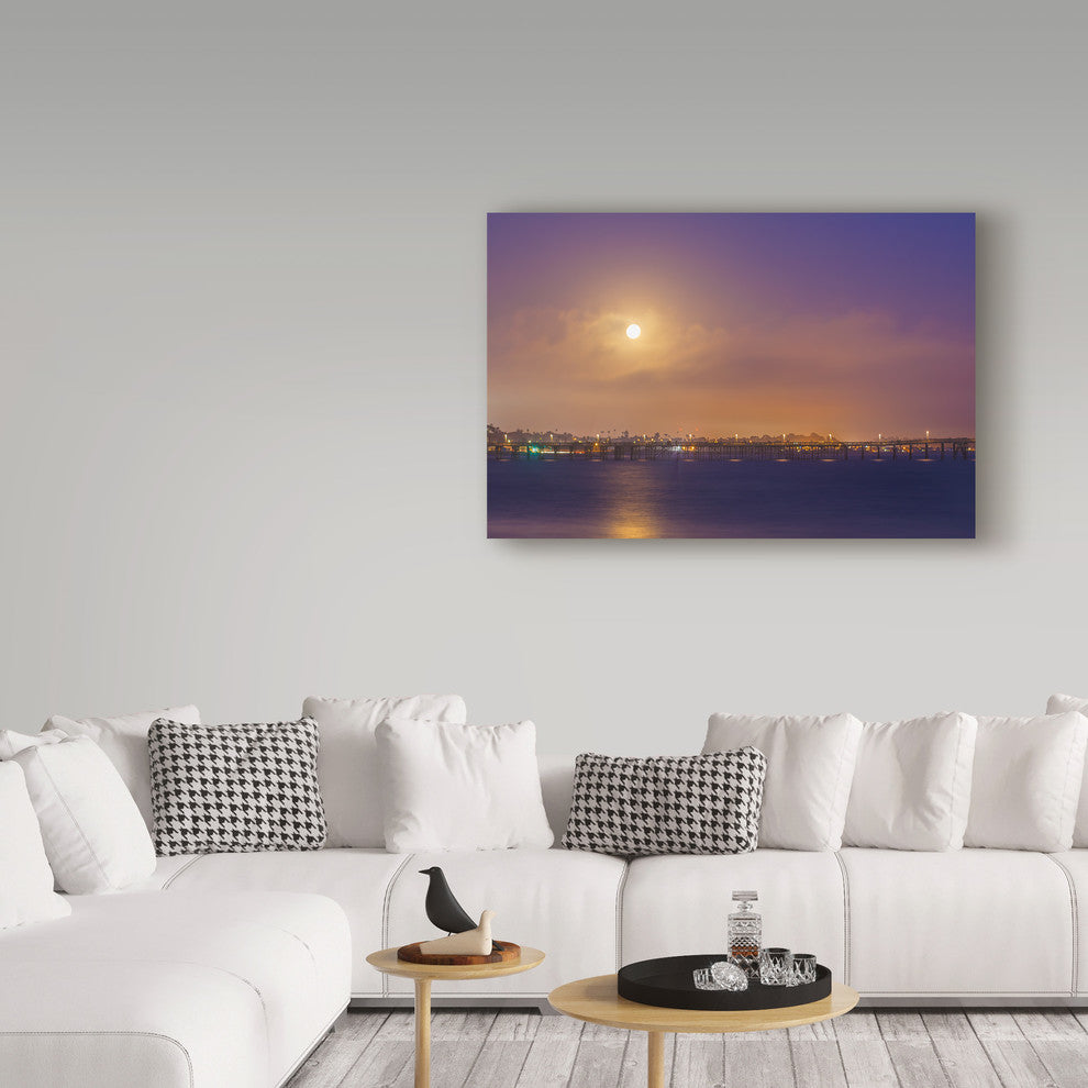 Chris Moyer 'Moonlit Pier' Canvas Art, 47"x30"