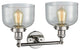 Large Bell 2-Light Bath Fixture, Seedy Glass, Polished Nickel
