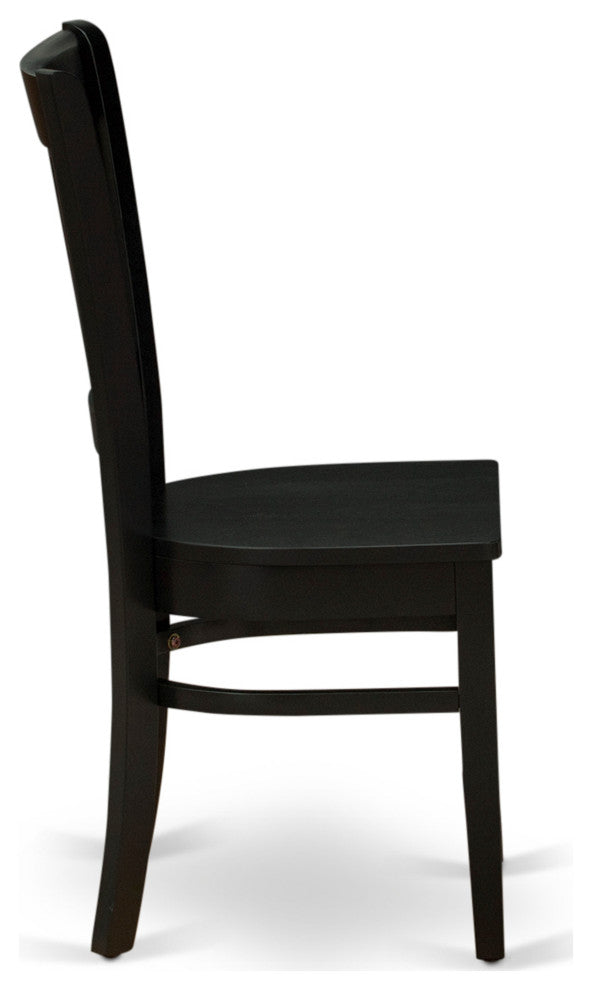 Wooden Dining Chair 2-Piece Set- Wooden Seat And Slatted Back, Black- Set Of 2