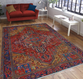 Fine Vintage Heriz Masamba Red/Navy Rug, 7'5 x 9'11