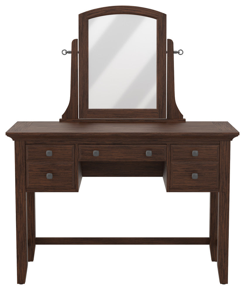 Modern Mission Vanity and Mirror, Vintage Oak