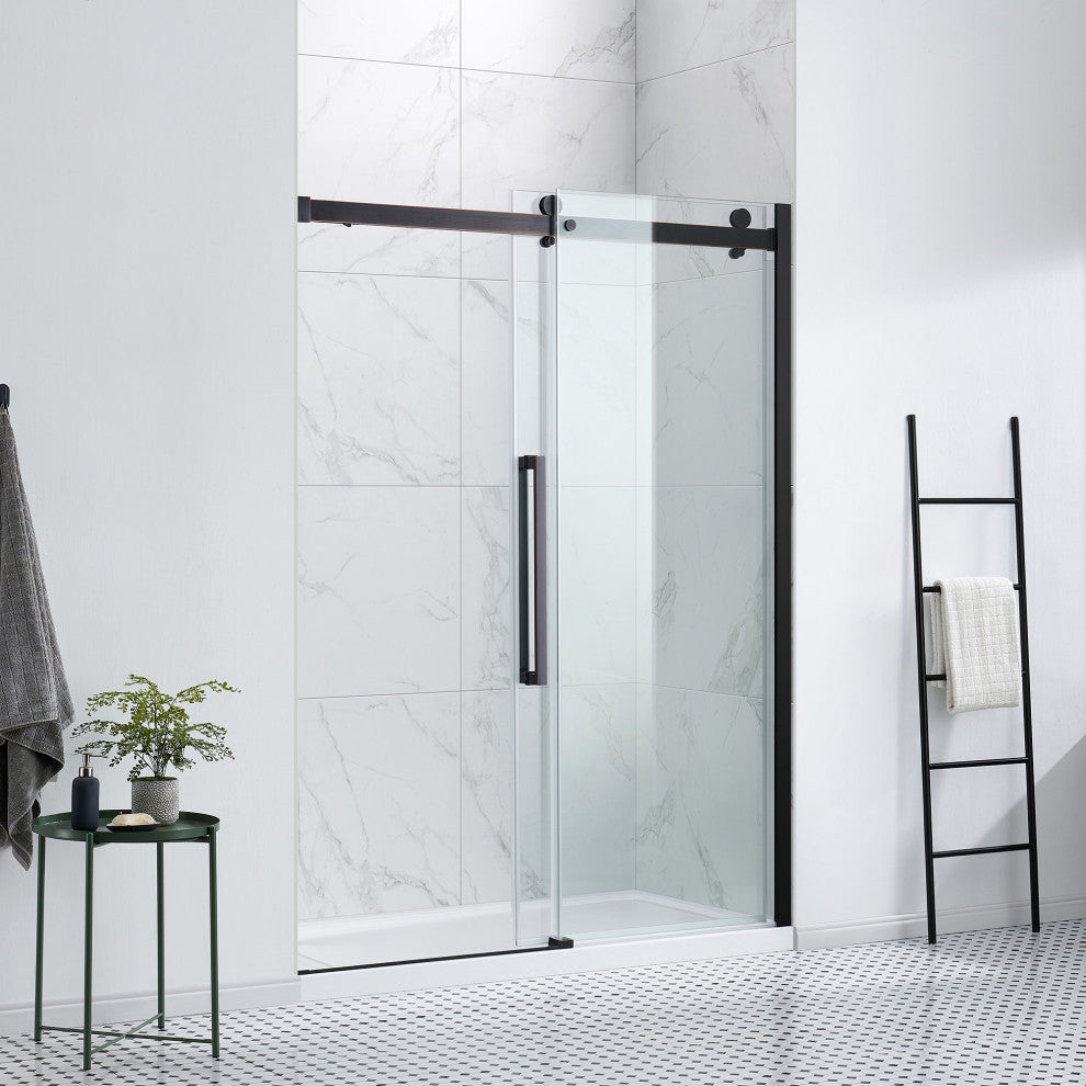 Bel Soft-Close Frameless Sliding Soft Close Shower Door, Oil Rubbed Bronze, 60"