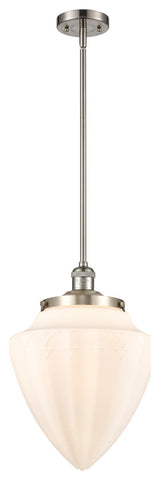 Large Bullet 1 Light Mini Pendant, Brushed Satin Nickel, Matte White