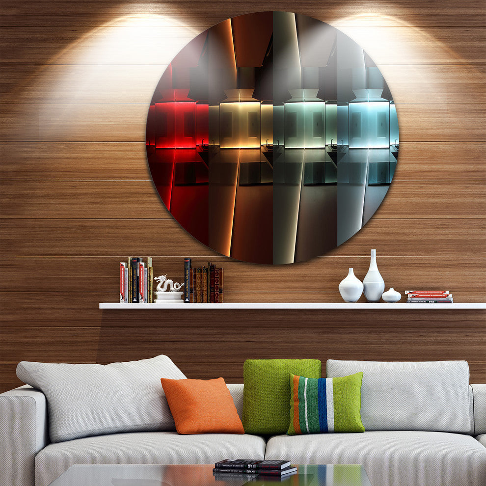 Kitchen With Led Lighting, Abstract Digital Art Disc Metal Artwork, 11"
