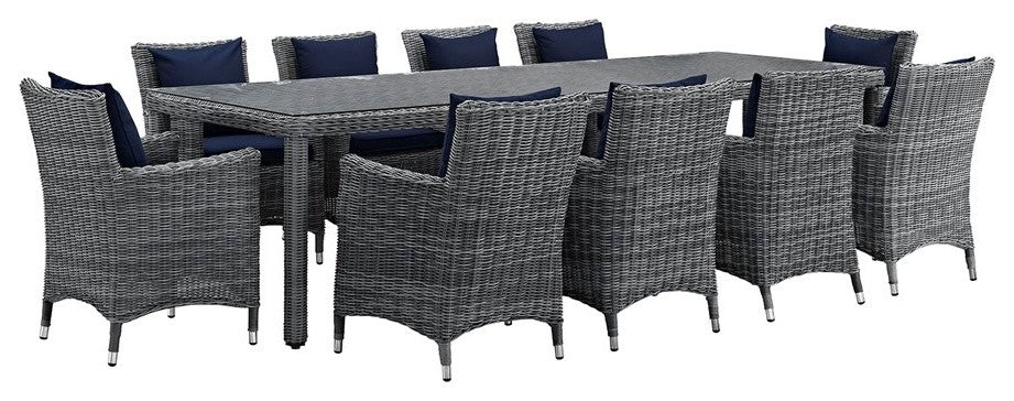 Summon 11-Piece Outdoor Patio Sunbrella Dining Set