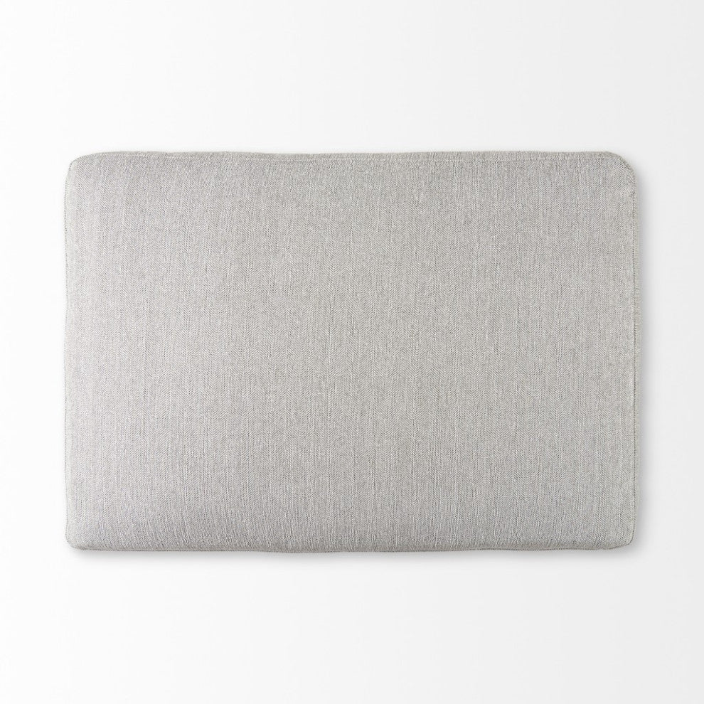 Light Gray Fabric Covered Half Ottoman