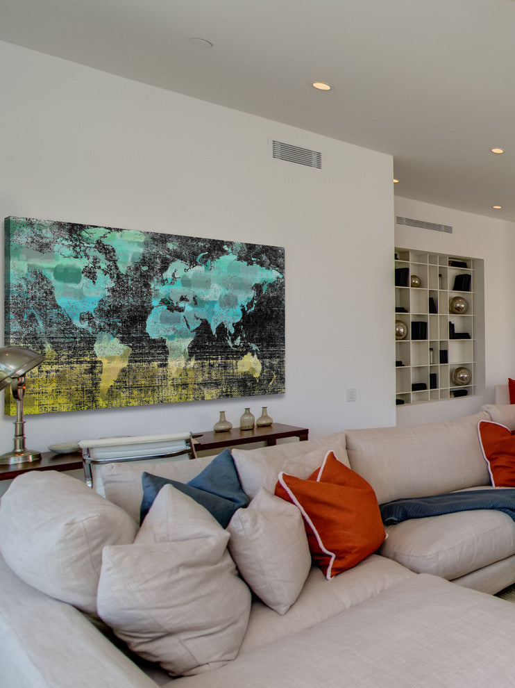 "Aqua Midnight" Fine Art Canvas Print, 36"x18"