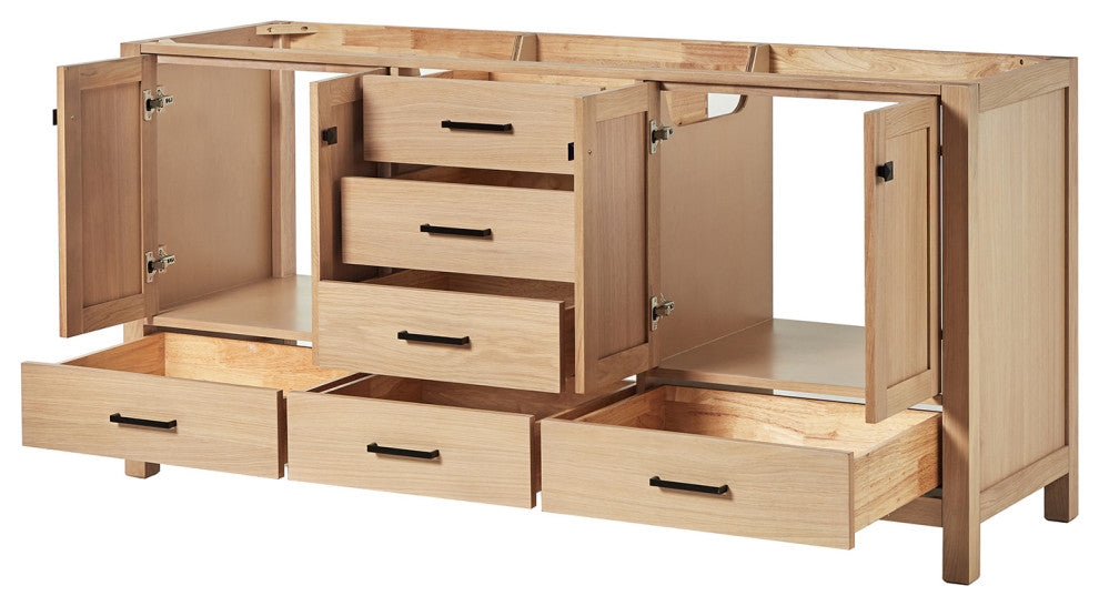 ARIEL Cambridge 72 in. Double Sink Base Cabinet In Oak