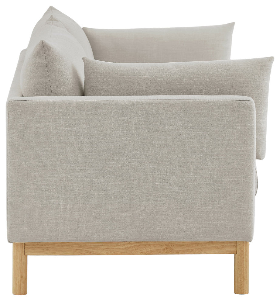 Langham Linen Textured Fabric Upholstered Sofa, Beige