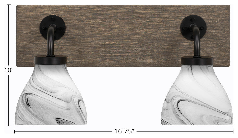 Oxbridge, Bath Bar, Matte Black & Painted Distressed Metal, 6.25" Onyx Swirl