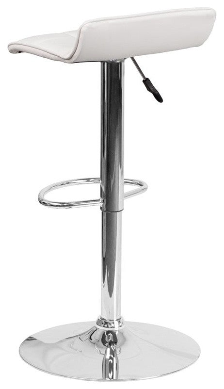 Estella Luna Low-Back White Vinyl Swivel Adjustable Barstool