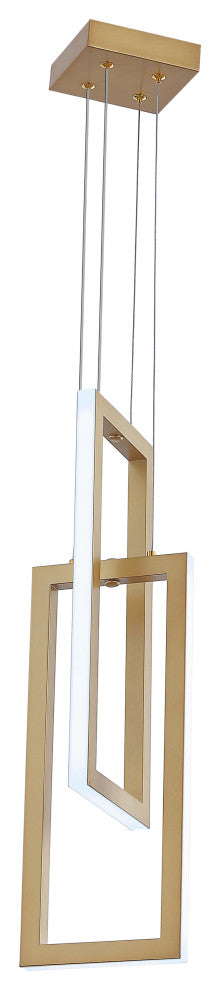 2-Light Rectangle LED Pendant Light Chandelier, Gold