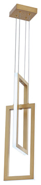 2-Light Rectangle LED Pendant Light Chandelier, Gold
