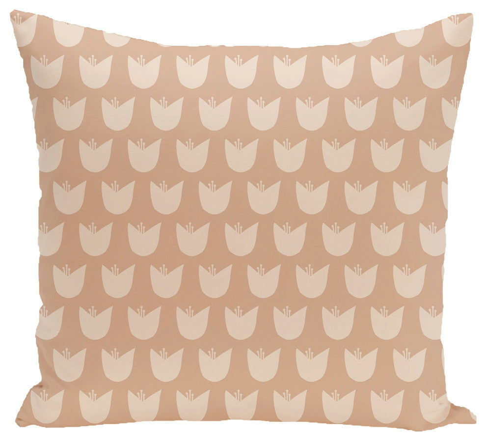 Tulips Floral Print Pillow, Almond Butter, 16"x16"