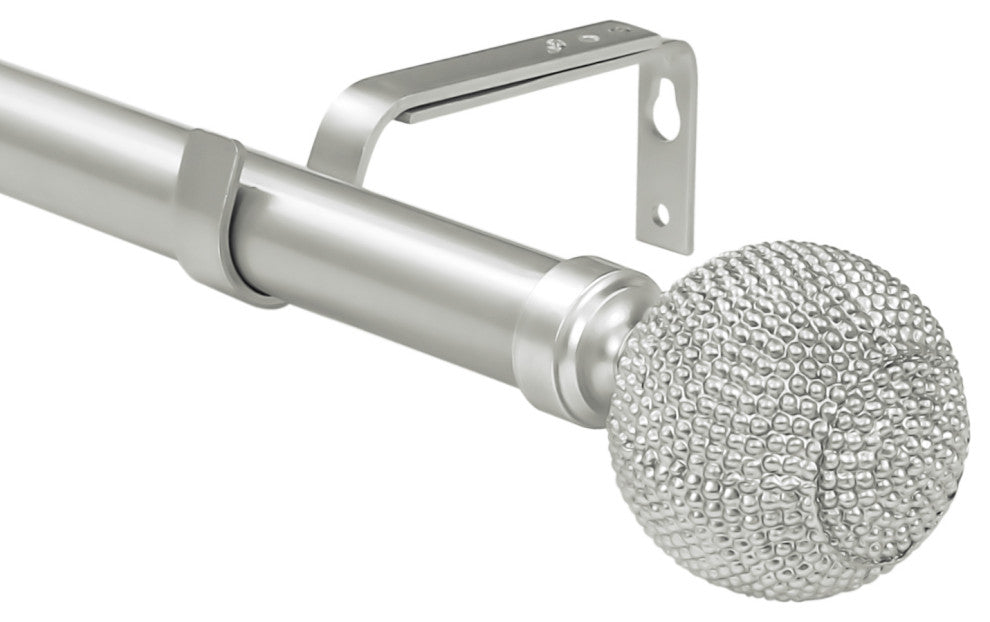 1" Diameter Giato Curtain Rod, Pewter, 28"-48"