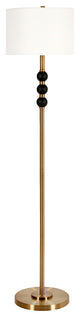 62" Black Traditional Shaped Floor Lamp With White Frosted Glass Drum Shade