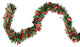 50' Festive Shiny Red and Green Christmas Tinsel Garland, Unlit, 6 Ply