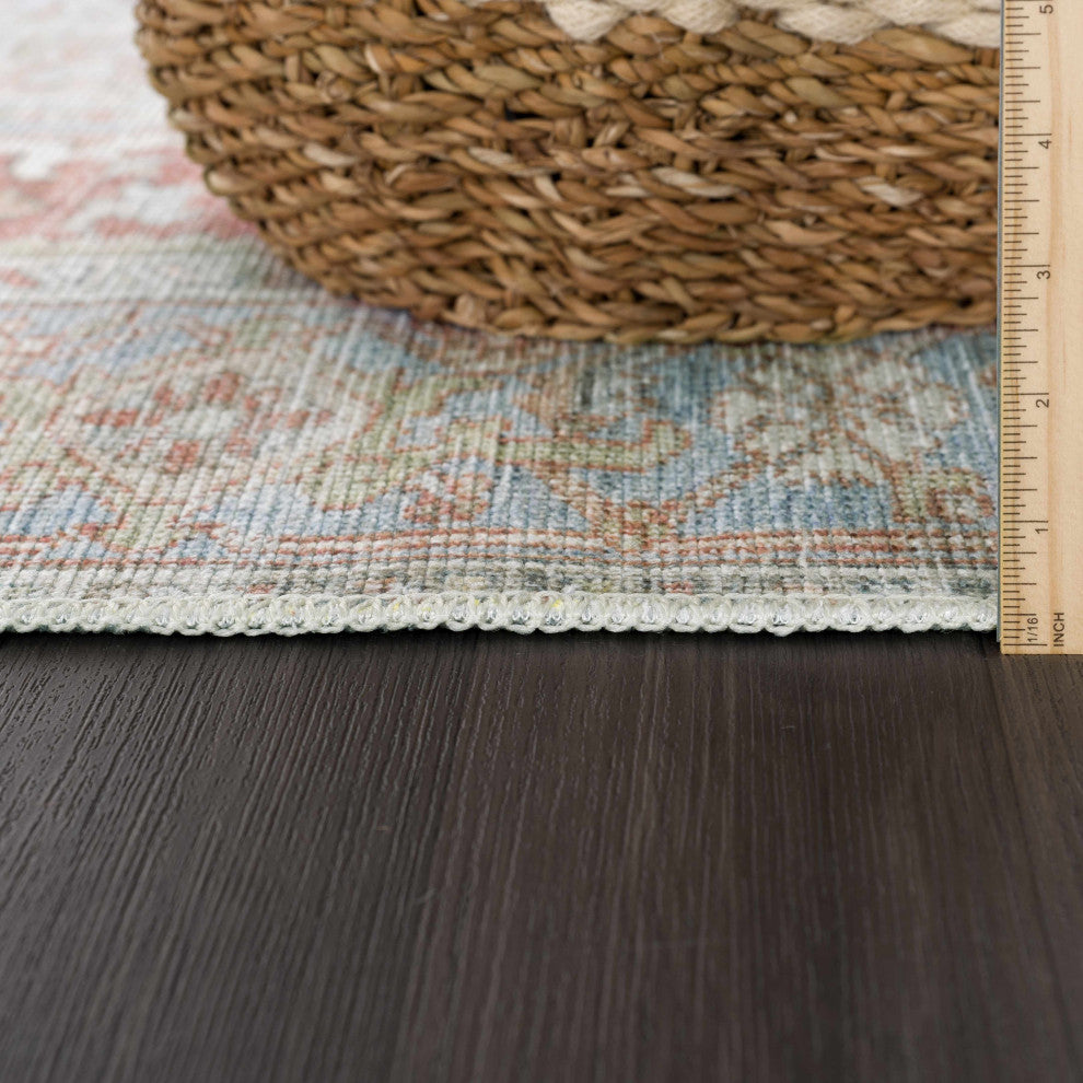Hauteloom Maayon Medallion Rust Washable Area Rug, 6'7"x9' Rectangle