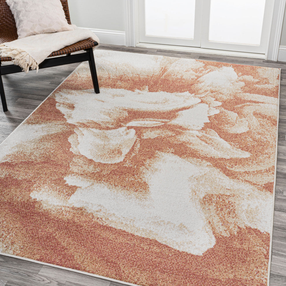 Petalo Abstract Two-Tone Modern Orange/Cream 4 ft. x 6 ft. Area Rug