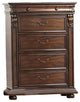 Benzara BM232651 6 Drawer Wooden Chest With Molded and Carved Details, Brown