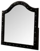 Benzara BM276343 44" Wall Mirror, Velvet Wrapping, Button Tufting, Black