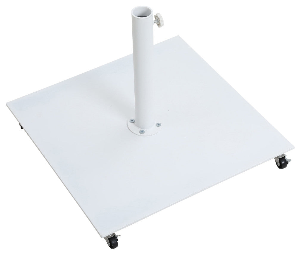 Fiji Patio Umbrella and Base, Navy, Matte White Pole, Matte White Belize Base