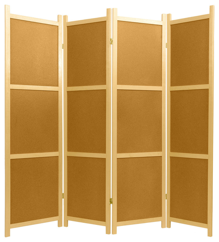 6' Tall Cork Board Shoji Screen, 4 Panel