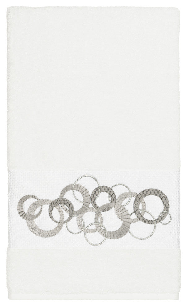Linum Home Textiles Annabelle Embellished, White, Bath Towel, Single