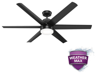 Hunter 60" Skysail Matte Black Wet Rated Ceiling Fan, LED Kit, Remote