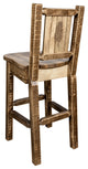 Homestead Barstool With Laser Engraved Pine Tree, Clear Lacquer Finish, Stained